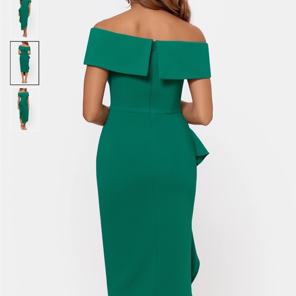 Betsy and Adam off the shoulder new with tags green size 14 dress - Picture 2 of 10